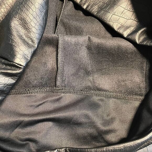 NEW Joie Vegan Faux Leather Crocodile Style Tummy Control Black Pants Large - Picture 9 of 11